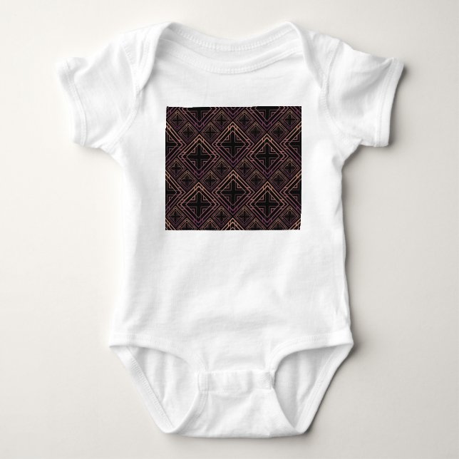 Body Para Bebê Art Deco Black-Dourado Elegance (Frente)