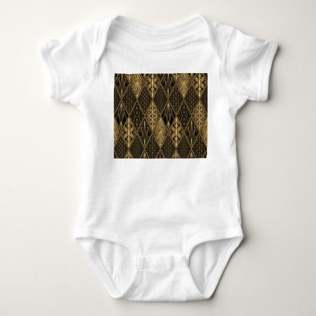 Body Para Bebê Art Deco Black Dourado Elegance (Frente)