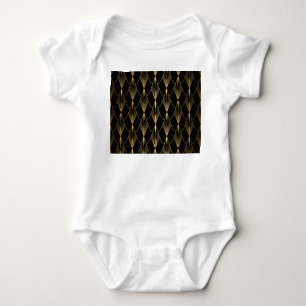 Body Para Bebê Art Deco: Dourado Luxo sem costura preto