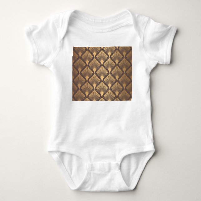 Body Para Bebê Art Deco Glamor: Escalas de Ouros. (Frente)