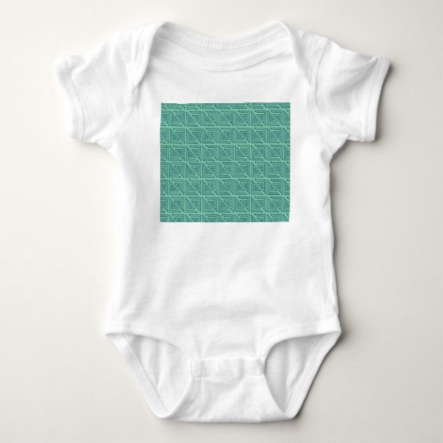 Body Para Bebê Art Deco Teal Mazes (Frente)