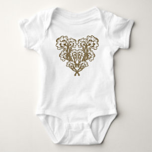 Body Para Bebê Art Nouveau Flor Heart Tan