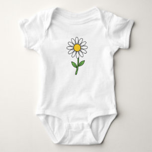 Body Para Bebê Arte Caprichosa de Flor de Margarida Brilhante