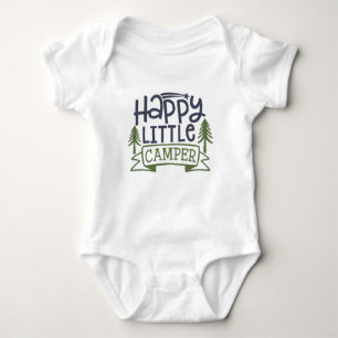 Body Para Bebê Arte com palavras de Acampante fofo e feliz