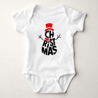 Body Para Bebê Arte com Palavras de Homem de Neve de Natal