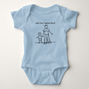 Body Para Bebê Arte da Família T-Shirt do pai & Me (Nomes Persona