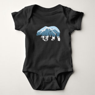 Body Para Bebê Arte da Natureza Selvagem Urso Polar Lobos Montanh