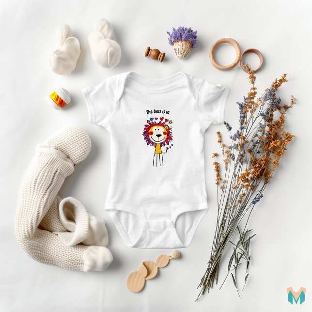 Body Para Bebê Arte de Cartoon de Leão Alegre (Criador carregado)
