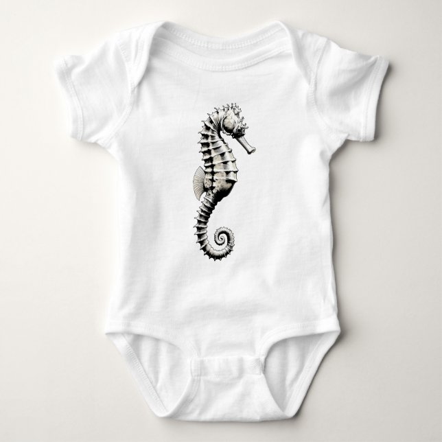 Body Para Bebê Arte de cavalos-marinhos (Frente)