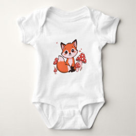 Body Para Bebê Arte de desenho animado de uma raposa Kawaii fofa 
