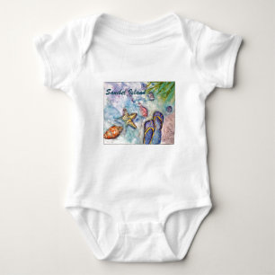 Body Para Bebê Arte de Florida da aguarela da ilha de Sanibel