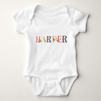 Arte de nome HARPER com bordado de flores