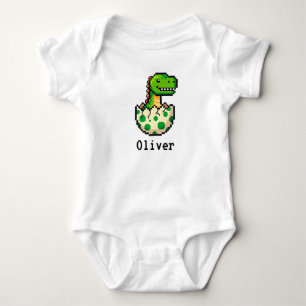 Body Para Bebê Arte de Pixel Dinossauro Eclodindo – Jogos Retro d