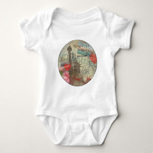 Body Para Bebê Arte de Símbolo da Silhueta Vintage da Cidade de N