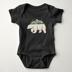 Body Para Bebê Arte de Urso Polar da Floresta Montanhosa do Norte