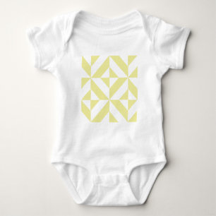 Body Para Bebê Arte Deco Geométrico Amarelo Suave