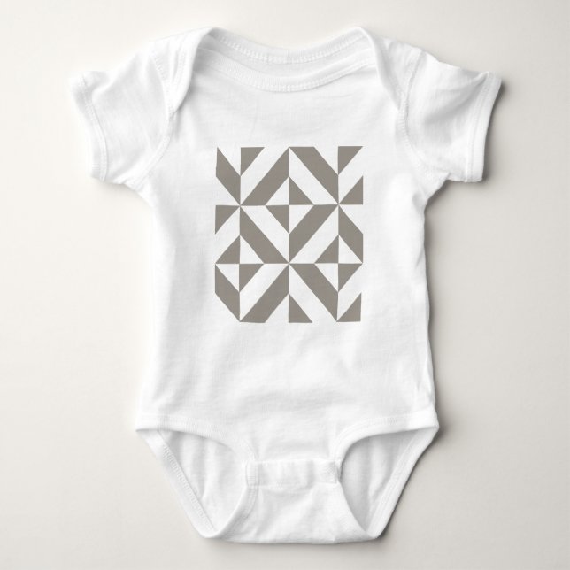 Body Para Bebê Arte Deco Geométrico Cinza Prata (Frente)