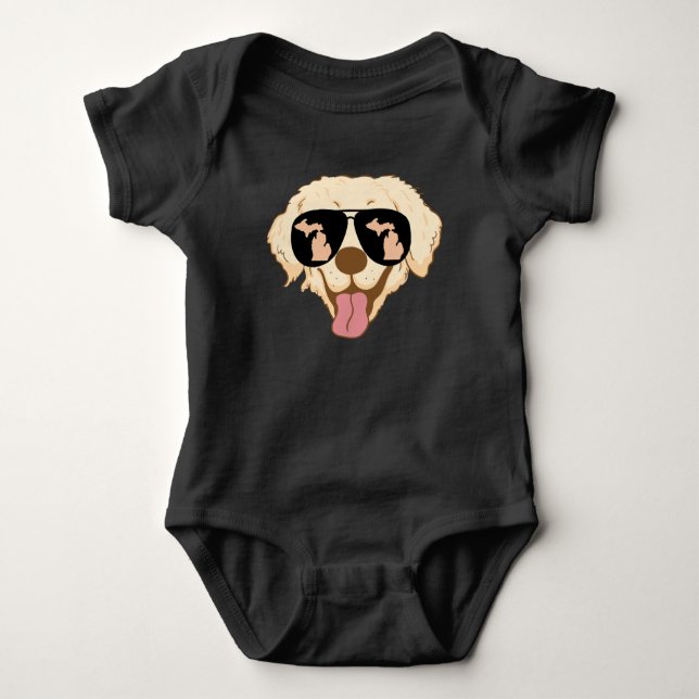 Body Para Bebê Arte do Cachorro Amarelo em roupas para bebês (Frente)