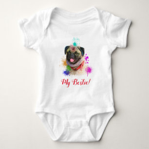 Body Para Bebê Arte Espalhada Pug Cachorro Cachorro Bebê Roupa