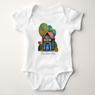 Body Para Bebê Arte Home doce Home bonito da aguarela