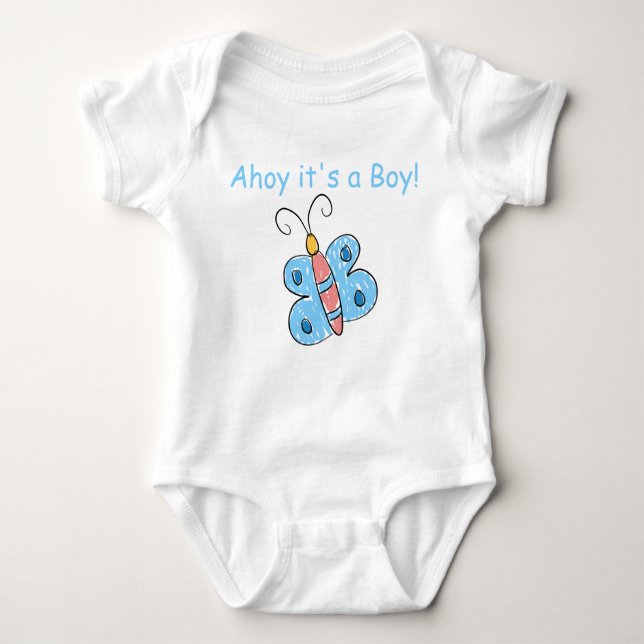 Body Para Bebê Arte infantil borboleta azul (Frente)