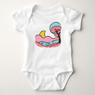 Body Para Bebê Arte Pop Retro Adorável Paisagem Sonhadora da Lua