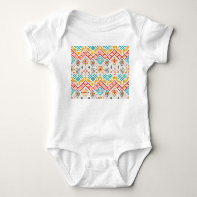 Body Para Bebê Arte tribal: impressão boho geométrico. (Frente)