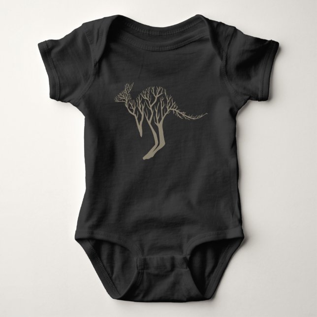Body Para Bebê Artista australiano Outback Kangaroo Tree Nature (Frente)