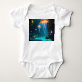 Body Para Bebê Artistic Jellyfish T-Shirt - Ethereal Glow on Dark