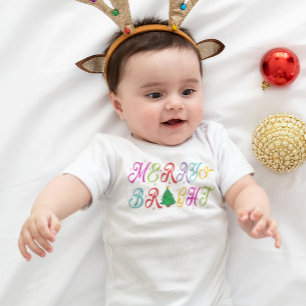 Body Para Bebê Árvore de Natal Colorida Alegre e Brilhante