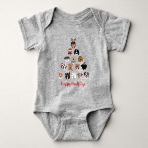 Body Para Bebê Árvore de Natal do Cachorro Feliz