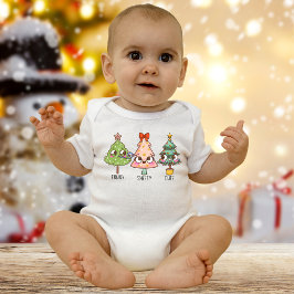 Body Para Bebê Árvore de Natal Engraçado Bebê Roupa
