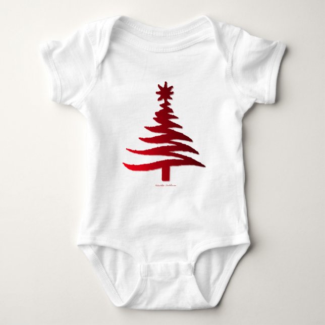 Body Para Bebê Árvore de Natal Estêncil Vermelho (Frente)
