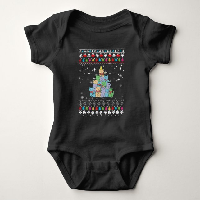 Body Para Bebê Árvore de Natal Feia do Gato de Natal (Frente)