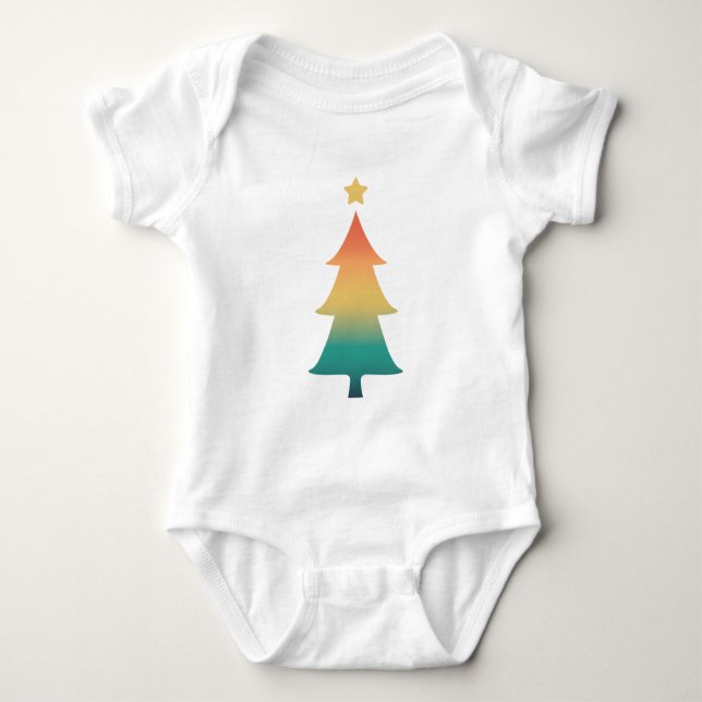 Body Para Bebê Árvore de Natal no crepúsculo (Frente)
