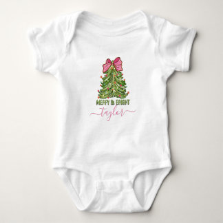 Body Para Bebê Árvore de Natal personalizada com o nome do bebê A