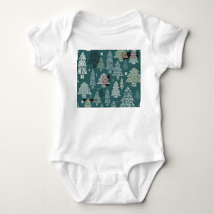 Body Para Bebê Árvores de inverno, padrão de natais vintages.