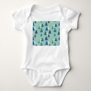 Body Para Bebê Árvores de Natal, fundo azul