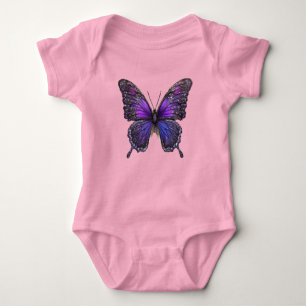 Body Para Bebê Asas Brilhantes: Borboleta Sparkle Roxa