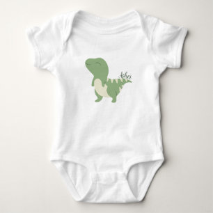 Body Para Bebê Asher Name Reveal Cute Dinossaur Baby Boy Green
