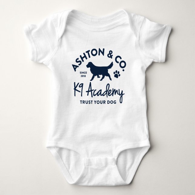 Body Para Bebê Ashton & Co. K9 Academy Logo (Frente)