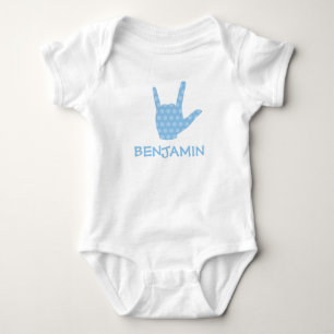 Body Para Bebê ASL Amo-Te Pontos Azuis - Nome do Menino