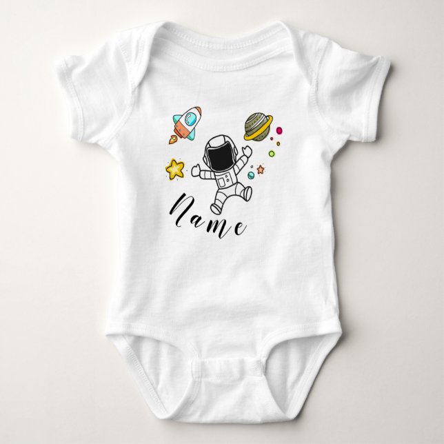 Body Para Bebê Astronaut in space with babies name (Frente)