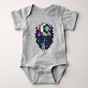 Body Para Bebê Astronauta Engraçado Segurando Balão de Planetas B