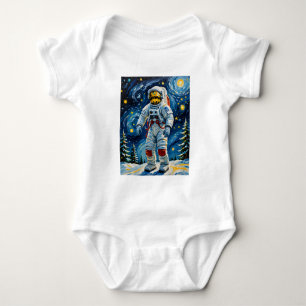 Body Para Bebê Astronauta na Floresta de Inverno