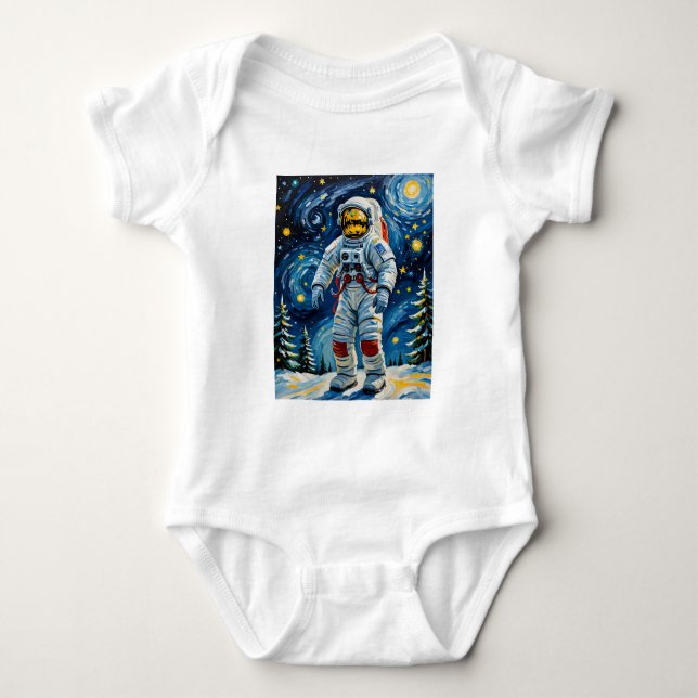 Body Para Bebê Astronauta na Floresta de Inverno (Frente)