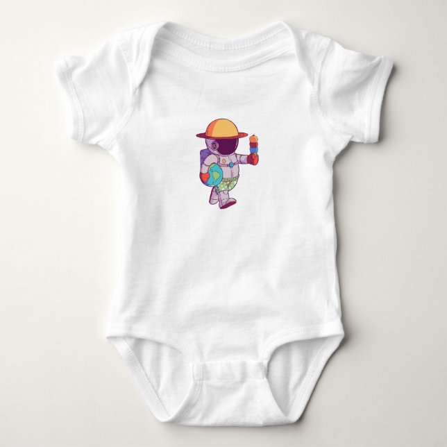 Body Para Bebê Astronauta, Planetas Divertidos Espaço Sideral (Frente)