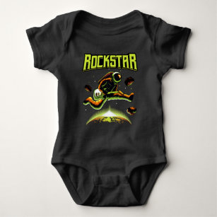Body Para Bebê Astronauta Rockstar tocando violão no espaço