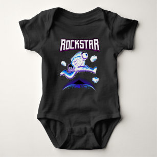 Body Para Bebê Astronauta Rockstar tocando violão no espaço baby 
