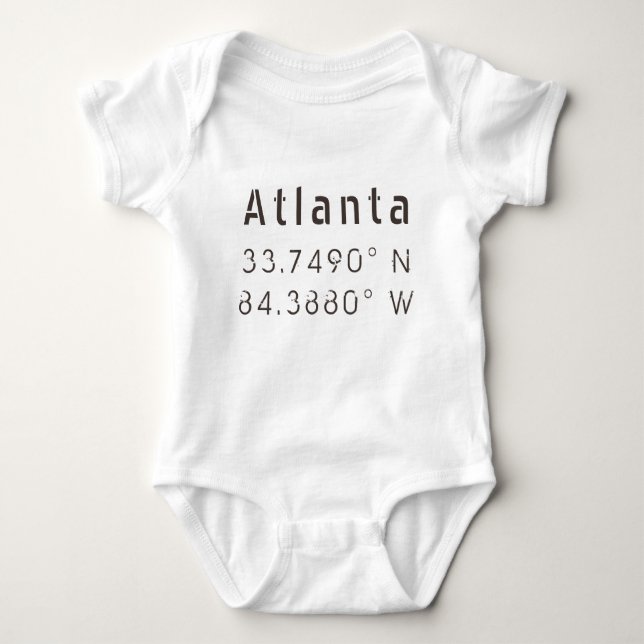 Body Para Bebê Atlanta Latitude e Longitude (Frente)